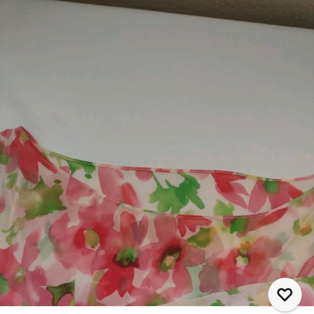 Chadwicks 12P Pink and Green Floral Maxi Dress Side Zip Tie Belt - Picture 6 of 8
